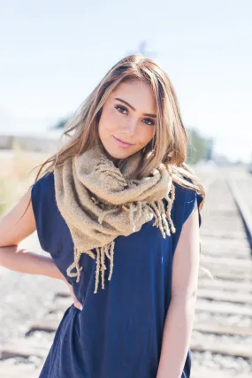 Tasseled Infinity Scarf In Khaki