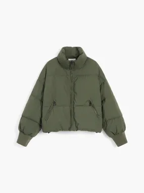 TastyHottie - Quilted Puffer Stand Collar Crop Coat