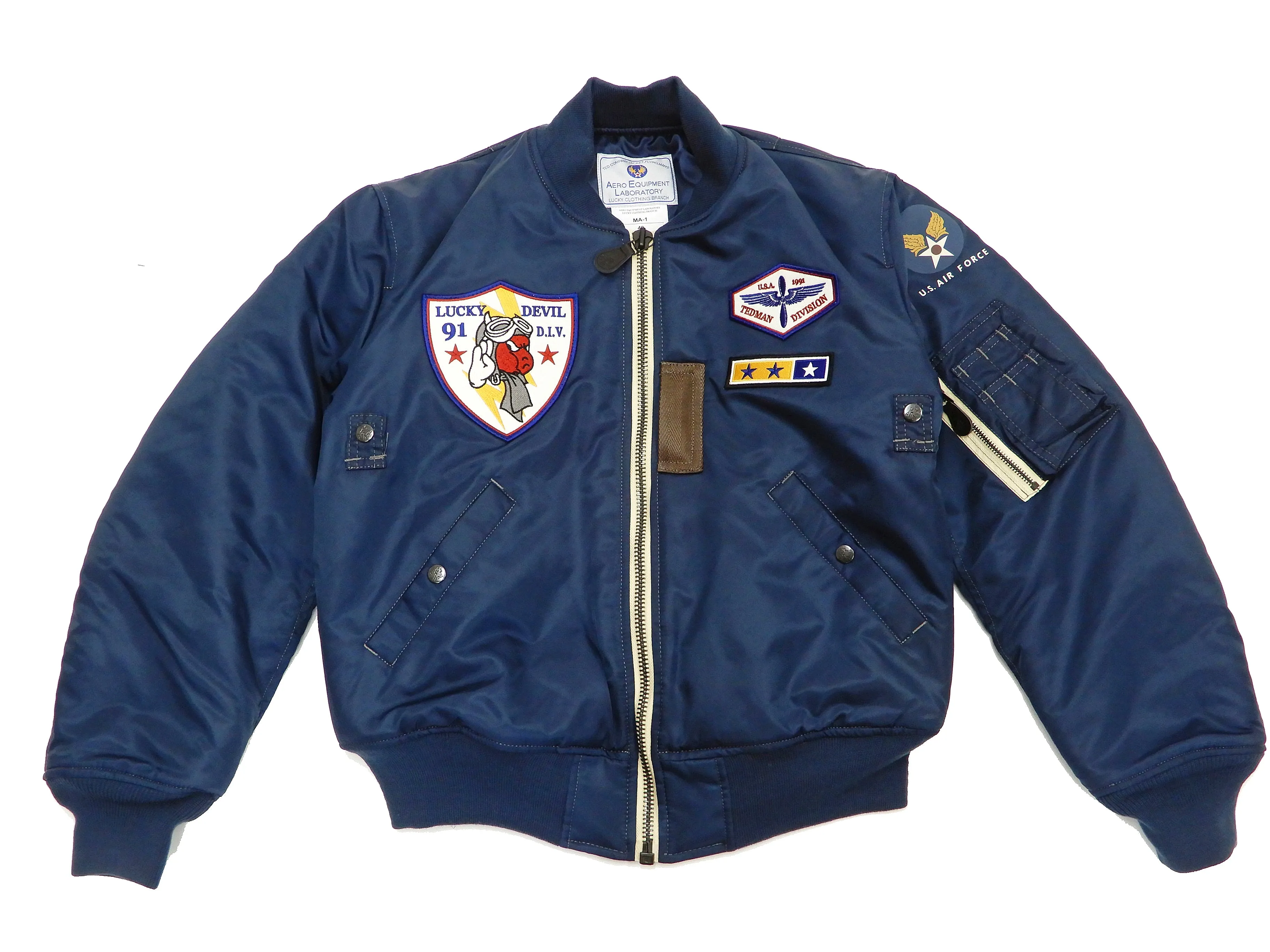 Tedman MA-1 Flight Jacket Men's Custom MA1 Bomber with Patch Embroidery TMA-580 Dark-Blue