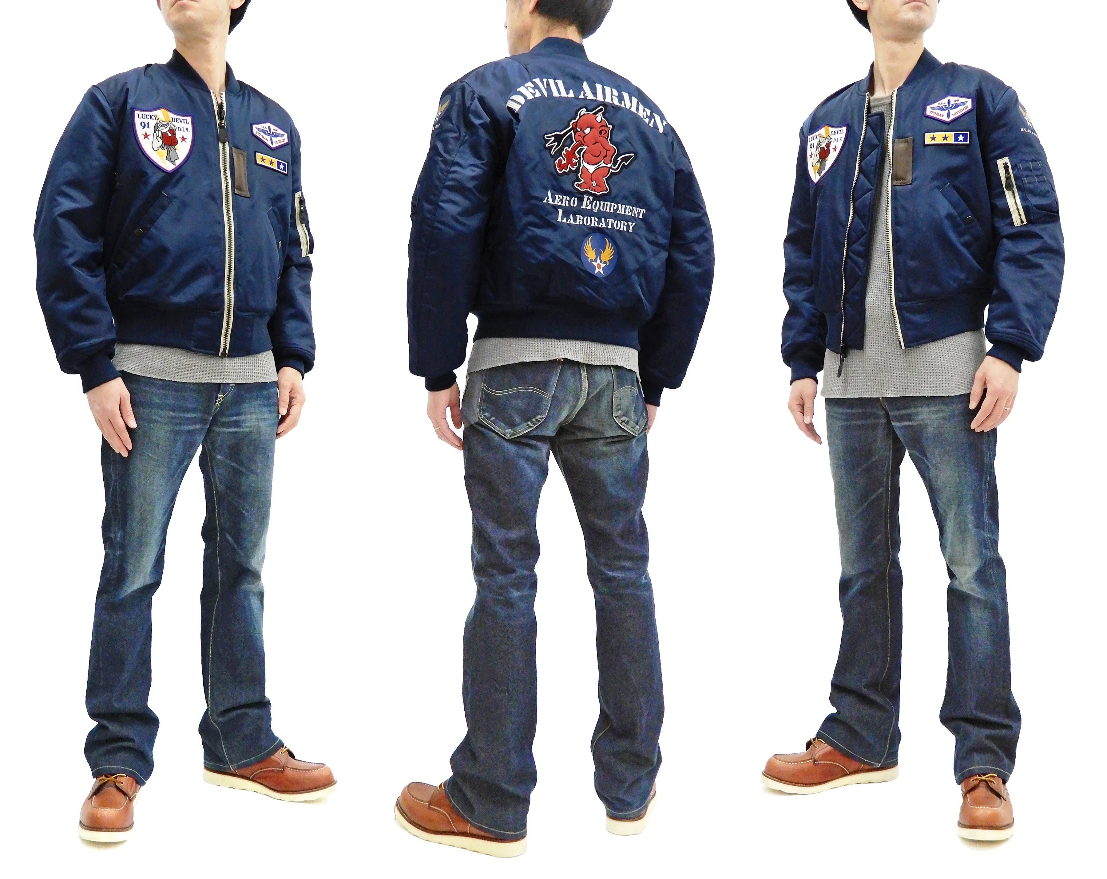 Tedman MA-1 Flight Jacket Men's Custom MA1 Bomber with Patch Embroidery TMA-580 Dark-Blue