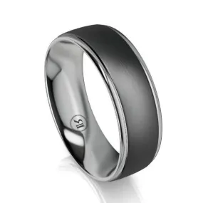 The Ashton Black Zirconium and Grey Zirconium Edged Wedding Ring