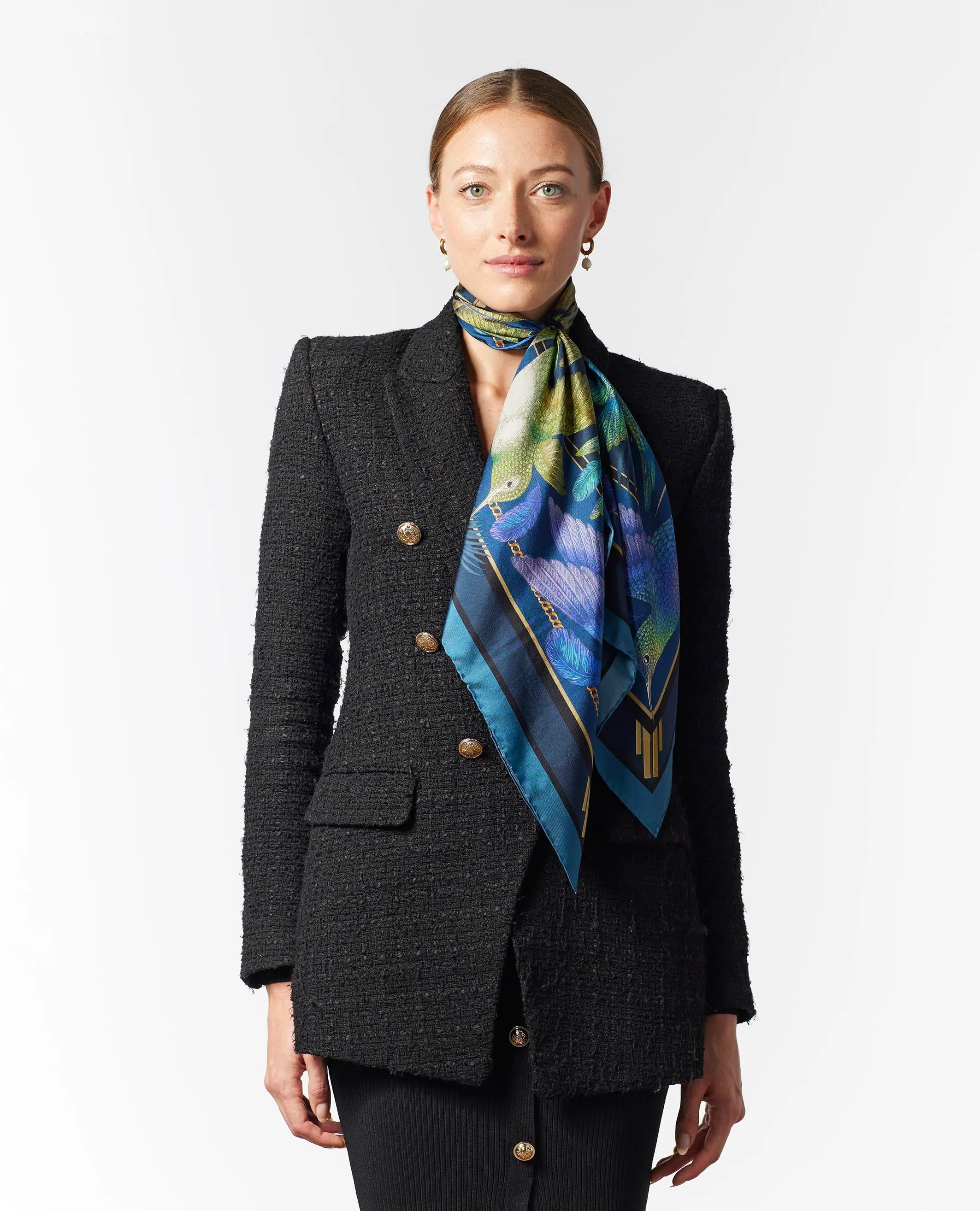 The Midnight Hummingbird Scarf | 90x90cm