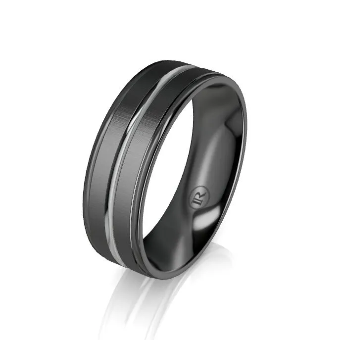 The Orion Black and Grey Zirconium Wedding Ring