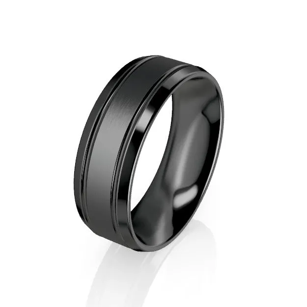 The Preston Black Zirconium Wedding Ring