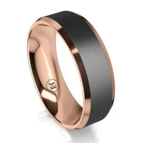 The Vanguard Black Zirconium with Gold Inner Sleeve Bevelled Wedding Ring