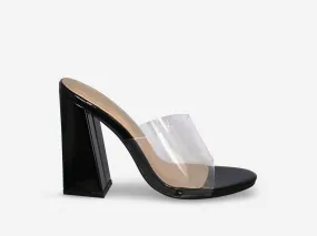 Tiffany – Black Patent Perspex Mule Block Heel