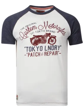 Tokyo Laundry Patch & Repair Navy t-shirt