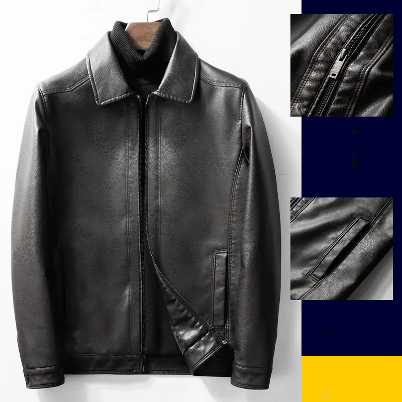 Trendy casual leather jacket