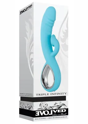 Triple Infinity Rechargeable Silicone Heated Dual Vibrator with Clitoral Suction Stimulator