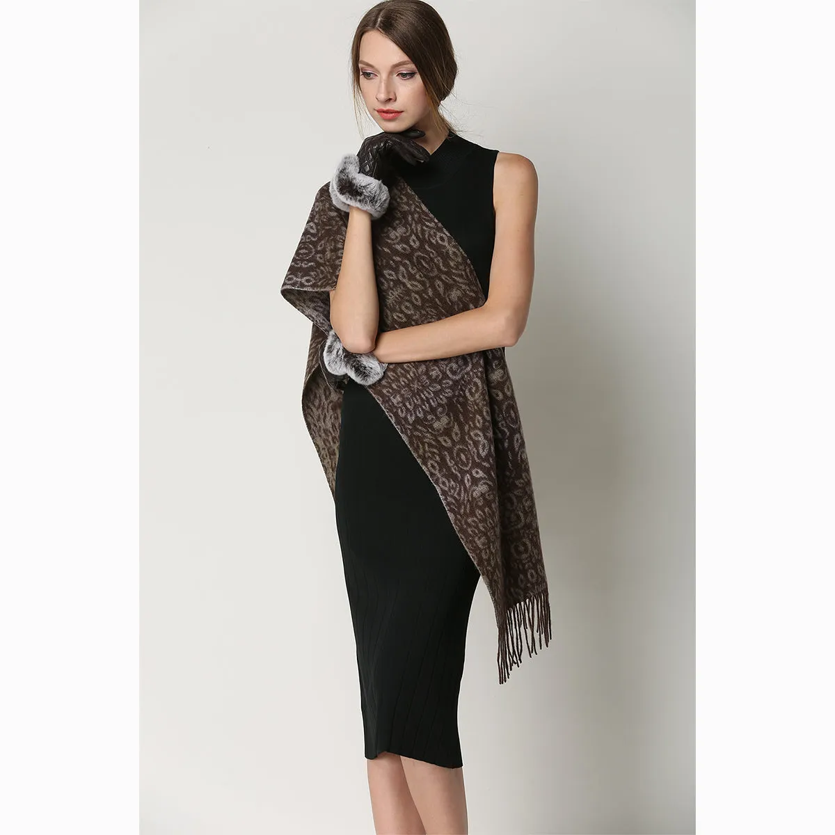 Ugg Cashmere & Wool Scarf Chocolate and Tan