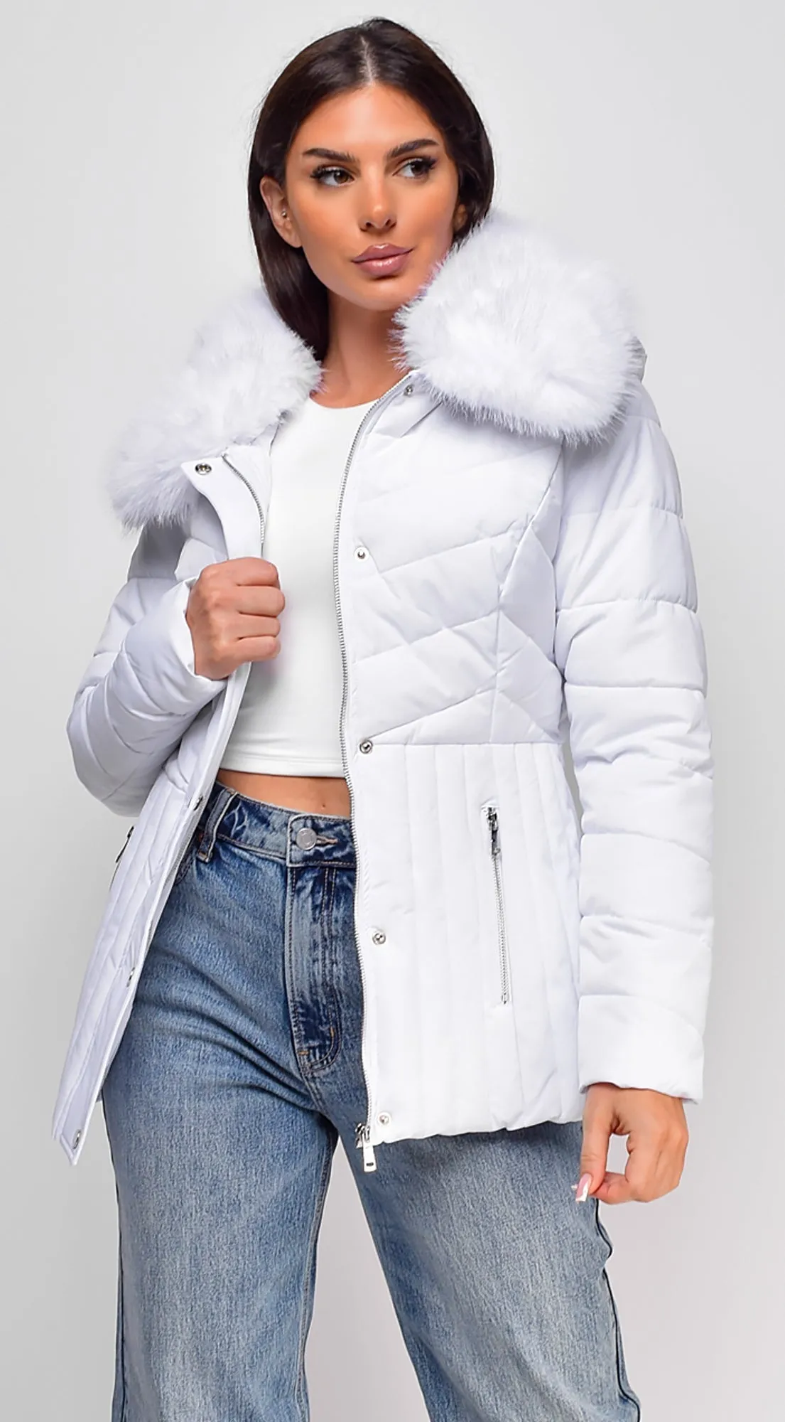 Veda Puffer Coat - White