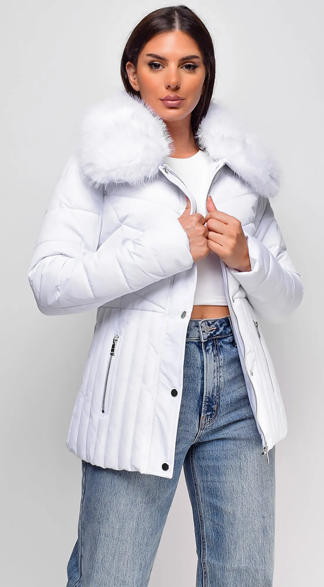 Veda Puffer Coat - White