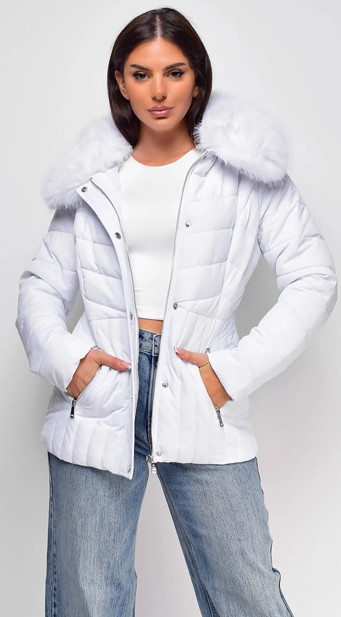 Veda Puffer Coat - White