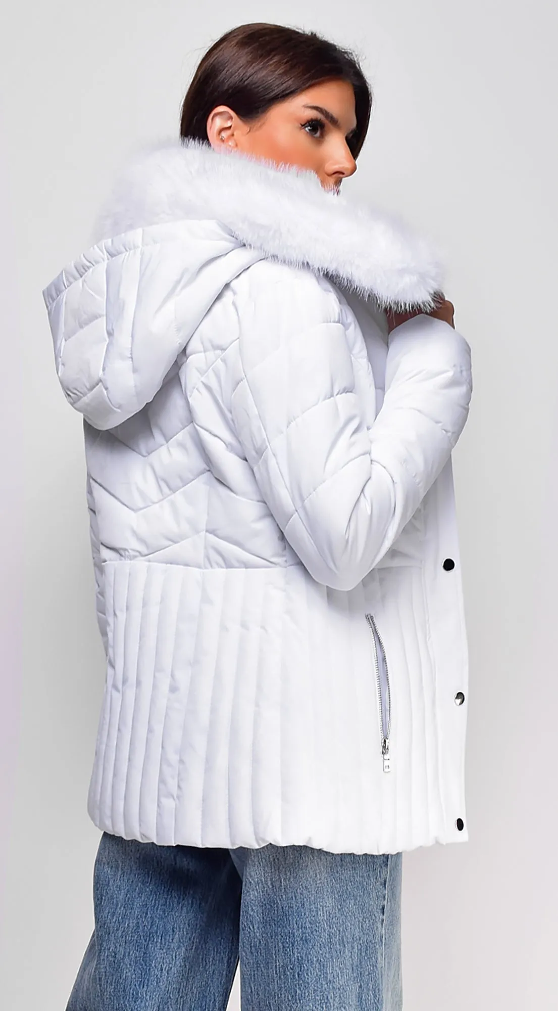 Veda Puffer Coat - White