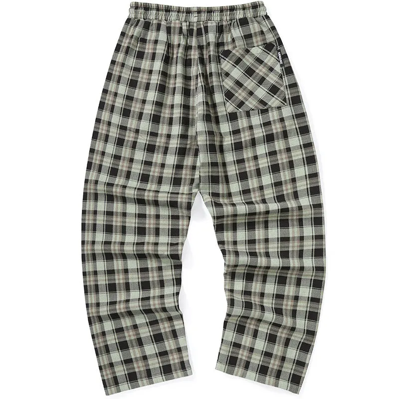 Vintage American Plaid Loose Casual Pants