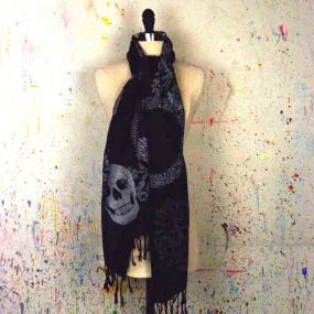 Walter Knabe Hand Printed Scarf Skull