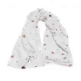 White Scarf with Gold Star Mix