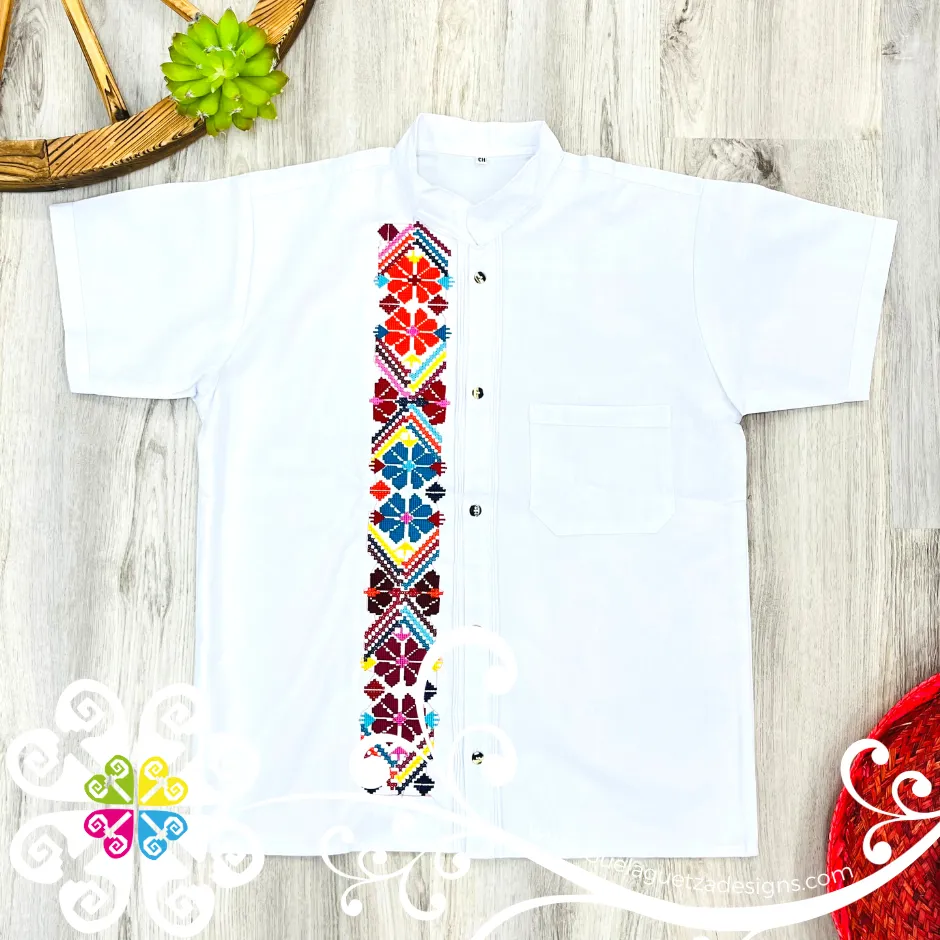 White Spring Stripe Shirt - Embroider Men Shirt