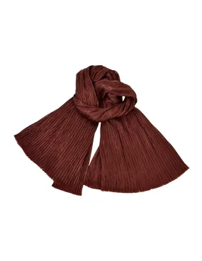 Yves Saint Laurent Vintage 1970s Brown Pleated Silk Jacquard Scarf